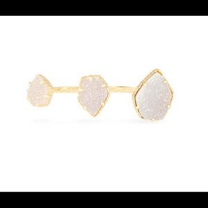 KS Naomi Double Ring White Iridescent Drusy